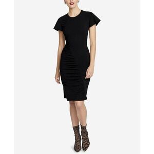 Rachel Roy Amelie Dress Womens Small Black Short‎ Sleeve Ruched